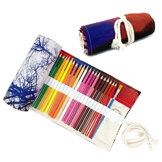 Wrapables Pencil Roll Organizer, Colored Pencil Wrap Pouch (72 slots) Dusk {1}