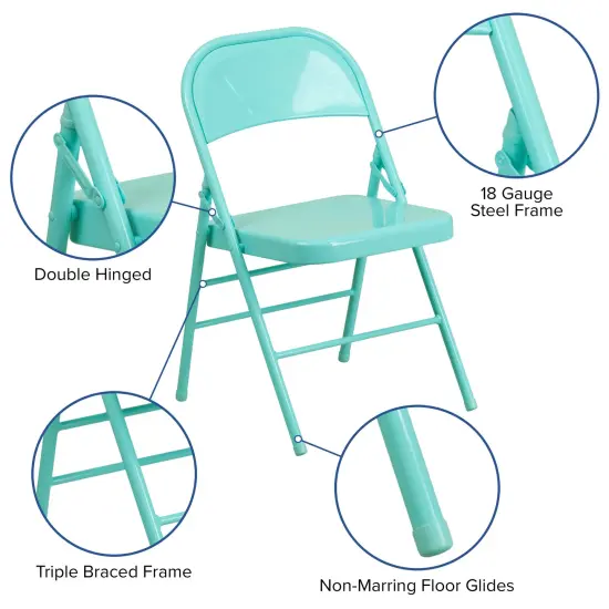 Emma and Oliver 4 Pack Colorful Metal Folding Chair Teen and Event Seating Twisted Citron {7}