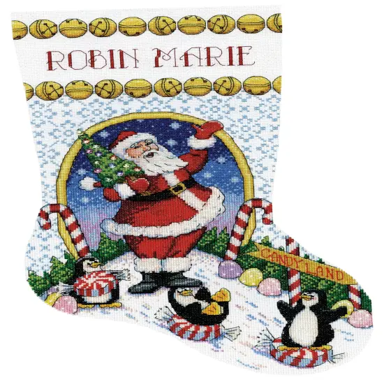 Design Works Counted Cross Stitch Stocking Kit 17" Long-Candy Land Santa {3}