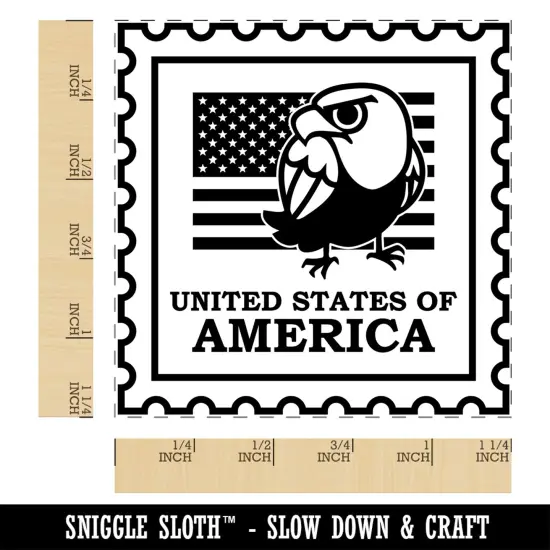 United States of America Travel Bald Eagle US Flag Square Rubber Stamp for Stamping Crafting {1}