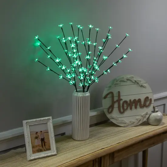 Northlight LED Lighted Artificial Cherry Blossom Tree Branches - 2.5' - Green - Set of 3 {1}