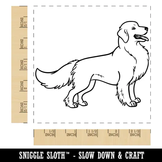Friendly Golden Retriever Pet Dog Square Rubber Stamp for Stamping Crafting {1}