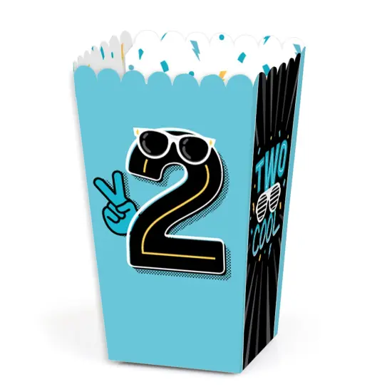 Big Dot of Happiness Two Cool - Boy - Blue 2nd Birthday Party Favor Popcorn Treat Boxes - Set of 12 {1}