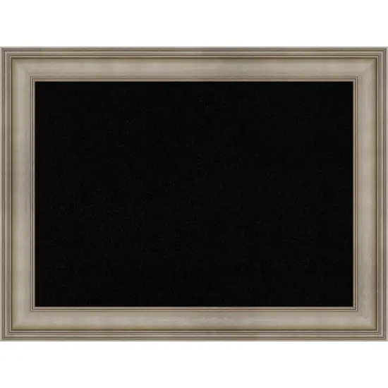 Mezzanine Antique Silver Narrow Wood Framed Corkboard, Black Cork {1}