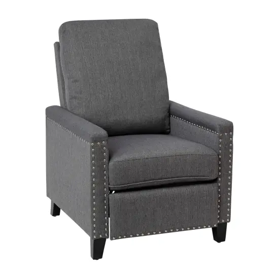 Merrick Lane Renza Transitional Pushback Recliner with Pillow Style Back and Accent Nail Trim - Manual Recliner Gray {1}