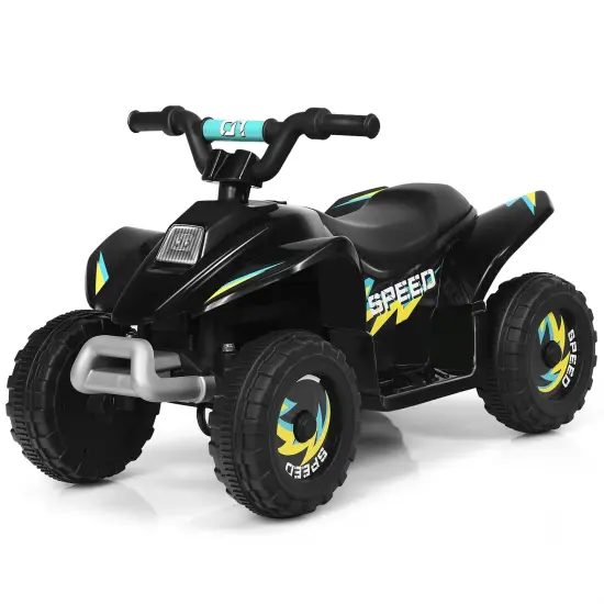 6V Kids Electric 4 Wheels Ride-On Toy with Wear-Resistant Wheels for Indoor Outdoor Use Black {3}