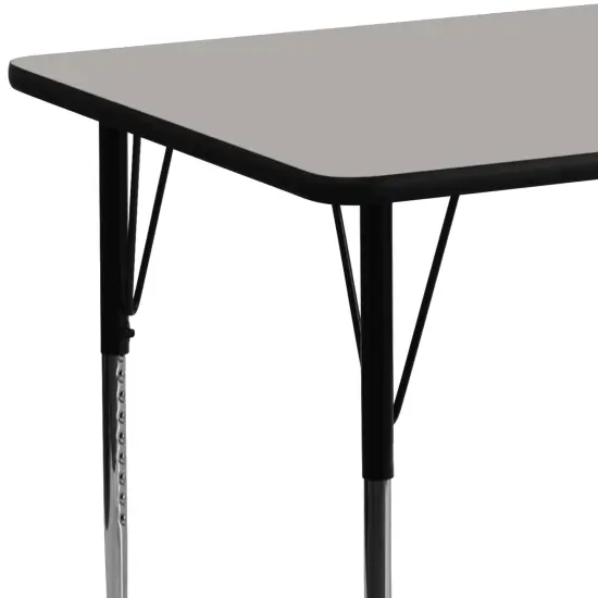Emma and Oliver 24x60 Rectangle HP Laminate Adjustable Activity Table Gray {6}