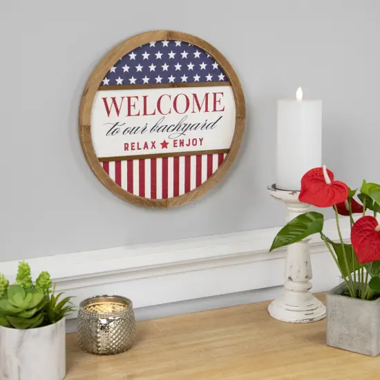 Northlight Welcome to Our Backyard Americana Framed Wall Sign - 11.75" Red {3}
