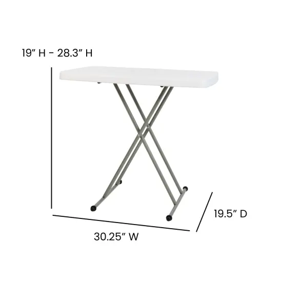 Emma and Oliver Height Adjustable Plastic Folding TV Tray/Laptop Table in Granite White {5}