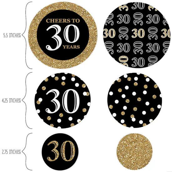 Big Dot of Happiness Adult 30th Birthday - Gold - Birthday Party Giant Circle Confetti - Party Decorations - Large Confetti 27 Count {3}