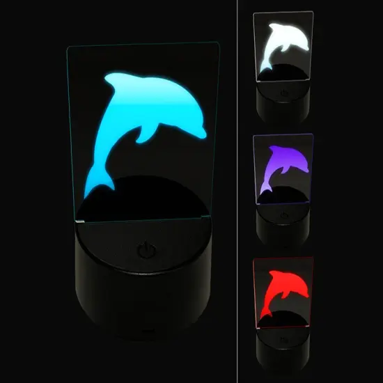 Dolphin Solid 3D Illusion LED Night Light Sign Nightstand Desk Lamp {1}