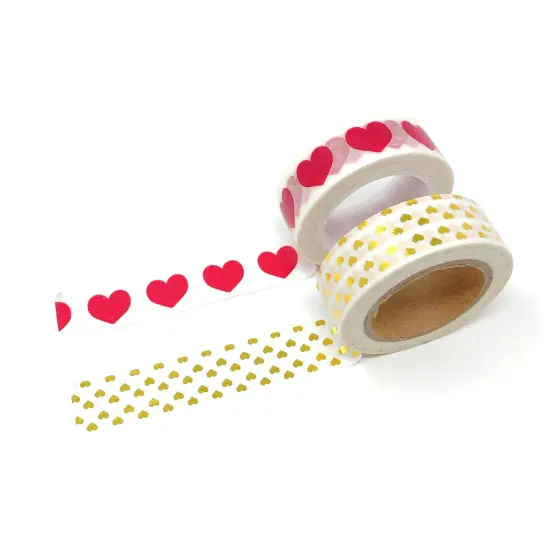 Wrapables 10M L x 15mm W Set of 2 Washi Masking Tape Red and Gold {1}