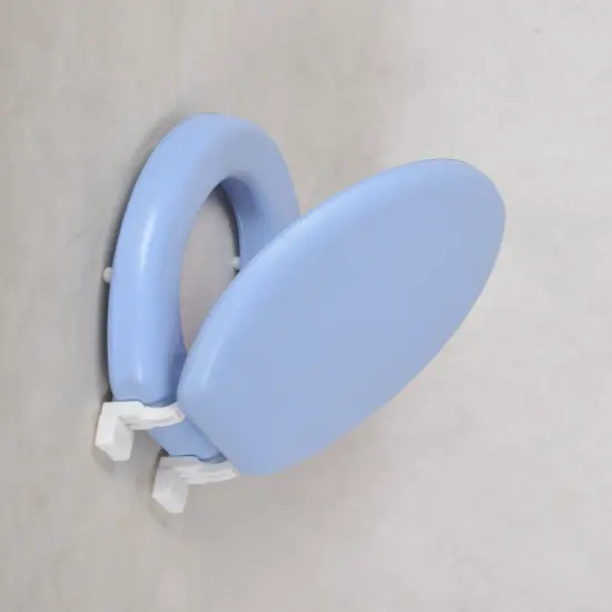 J&V Textiles Soft Round Toilet Seat With Easy Clean & Change Hinge, Padded Light Blue {7}