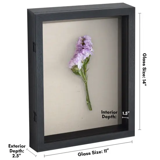 Americanflat Front Loading Shadow Box Frame - 1.5 Interior Depth for Memorabilia - Display Case for Keepsakes - Magnetic Closure - Includes Pins to Secure Items - Hanging Hardware {2}