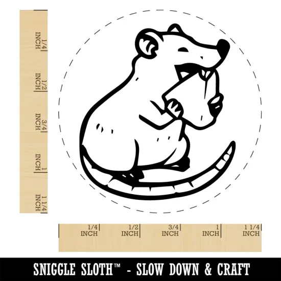 Happy Rat Eating Cheese Rubber Stamp for Stamping Crafting Planners {1}