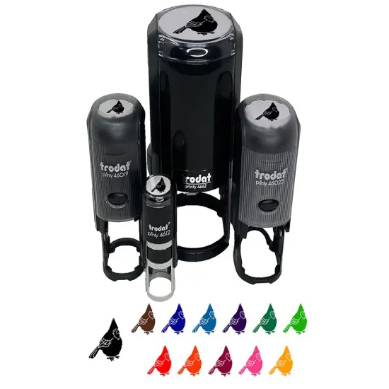 Puffy Cardinal Bird Self-Inking Rubber Stamp for Stamping Crafting Planners Orange {7}