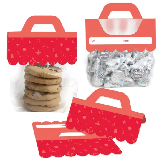 Big Dot of Happiness Red Confetti Stars - DIY Simple Party Clear Goodie Favor Bag Labels - Candy Bags with Toppers - Set of 24 {1}