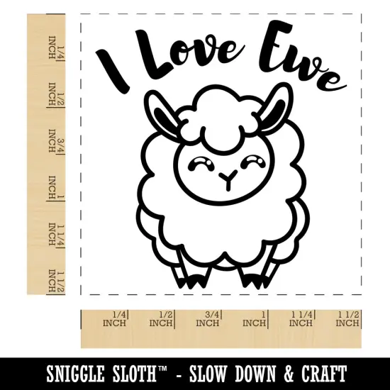 I Love Ewe You Sheep Pun Anniversary Valentine's Day Self-Inking Rubber Stamp Ink Stamper Blue {1}