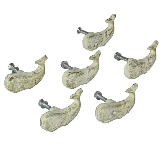 Rustic Cast Iron Whale Drawer Pull Decorative Cabinet Knob Nautical Set of 6 {6}