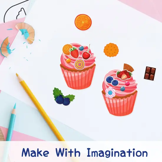 Wrapables Make Your Own Sticker Sheets, DIY Make a Face Animal, Food, Party Favor Stickers (24 Sheets) Cupcakes {3}