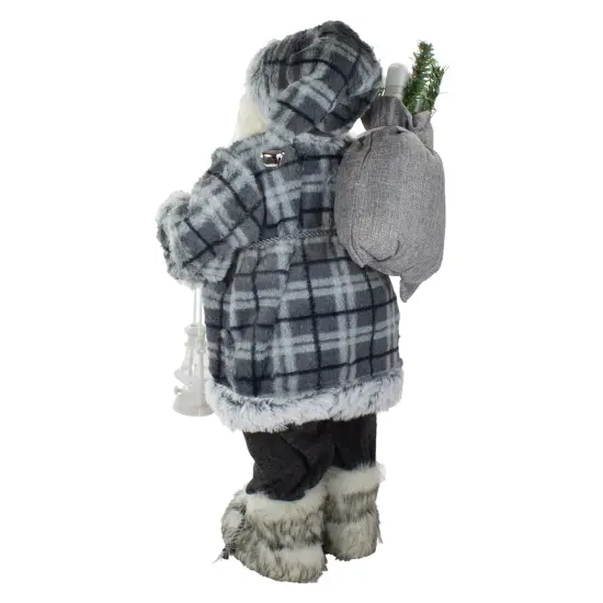 Northlight 2' Standing Santa Christmas Figure Carrying a Lantern Gray {6}