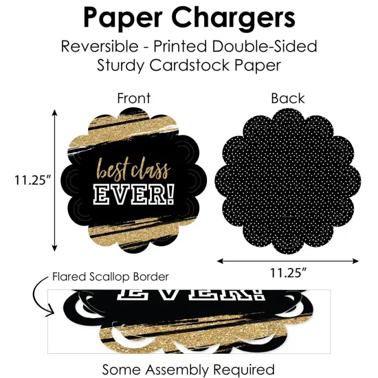Big Dot of Happiness Reunited - School Class Reunion Party Paper Charger and Table Decorations - Chargerific Kit - Place Setting for 8 {6}