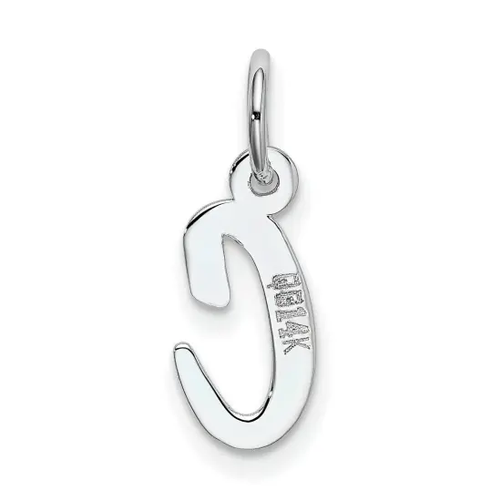 14K White Gold Small Script Initial Letter C Charm Jewerly 17mm x 8mm {4}