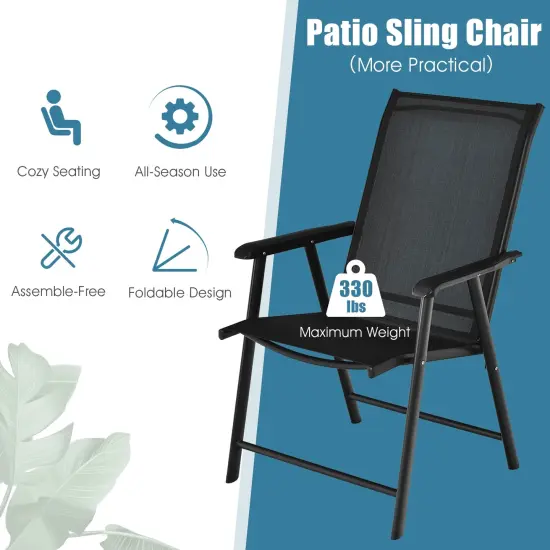 4-Pack Patio Folding Chairs Portable for Outdoor Camping Black {2}
