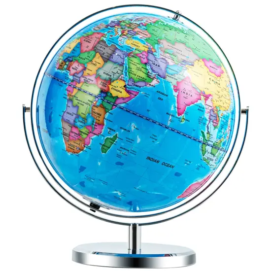 13" Illuminated World Globe 720&Acirc;&deg; Rotating Map with LED Light {1}