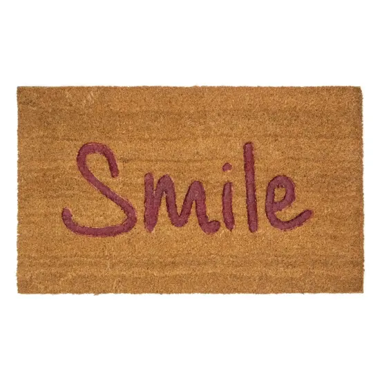 Northlight Natural Coir "Smile" Outdoor Rectangular Doormat 18" x 30" Brown {1}
