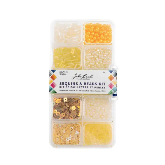 John Bead 10 Types Mix Sequins & Beads Kit Yellow {3}