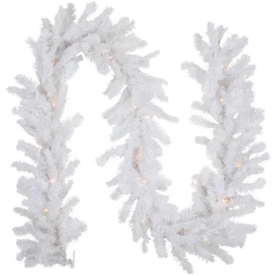 Northlight Pre-Lit Snow White Artificial Christmas Garland - 9' x 8" - Clear Lights {1}