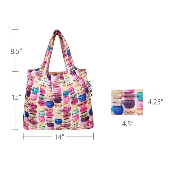 Wrapables Foldable Tote Nylon Reusable Grocery Bag (Set of 2) Macarons {3}