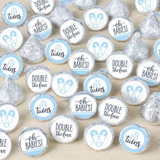 Big Dot of Happiness It's Twin Boys - Blue Twins Baby Shower Small Round Candy Stickers - Party Favor Labels - 324 Count {1}