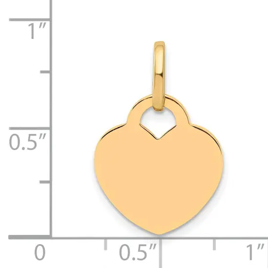 14K Yellow Gold Heart Charm Engraveable Jewelry 21mm x 15mm {5}