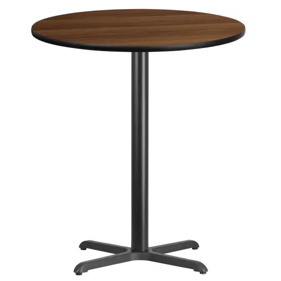 Emma and Oliver 36" Round Laminate Table Top with 30"x30" Bar Height Table Base Black {7}