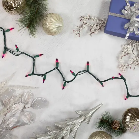 Brite Star Chasing 8 Function Mini Christmas Lights - Pinkish Purple - 31.25' - Green Wire - 150ct {3}