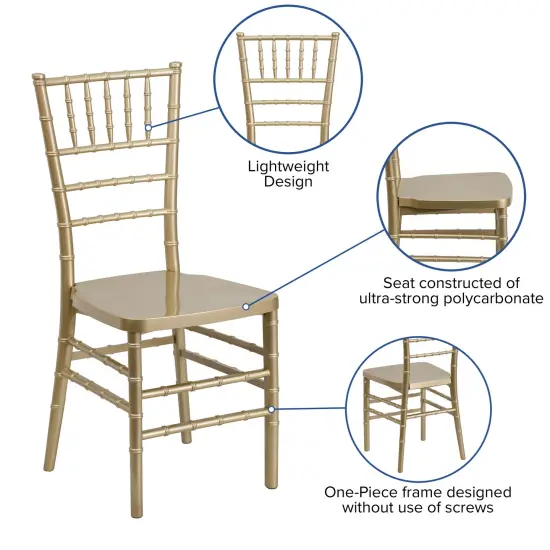 Emma and Oliver Wedding & Event Resin Stacking Chiavari Dining Chair Gold {2}