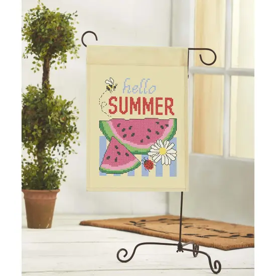 HerrschnersHello Summer Porch Flag Stamped Cross-Stitch Kit Multicolor {1}