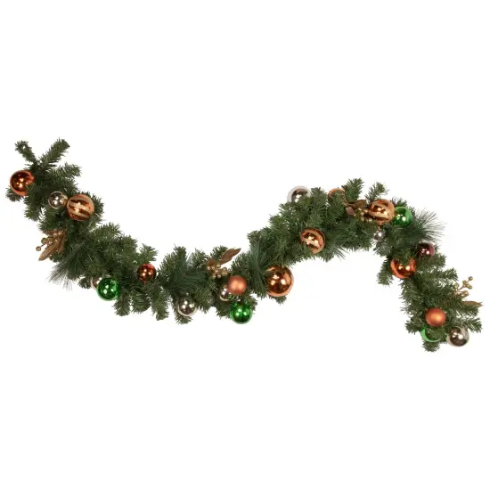 Northlight Mixed ArtificialFoliage with Ornaments Christmas Garland - 6' x 12'' - Unlit Green {1}