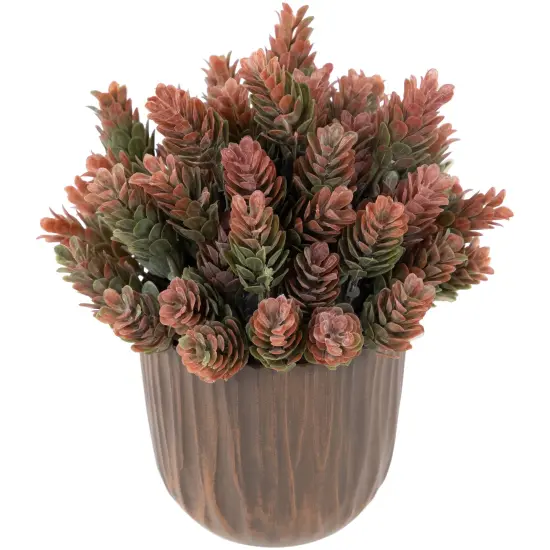 Northlight Two-Tone Wild Flower Artificial Plant in a Textured Lined Pot - 8" Orange {4}