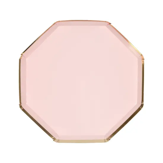 Elegant Pale Pink & Gold Paper Plates – 6" Small Hexagonal Plates for Weddings, Showers, Birthdays & Events {1}