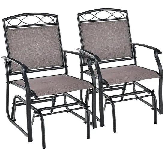 Costway 2pcs Patio Glider Set Single Swing Rocking Chair Heavy-Duty Metal Frame Outdoor {1}