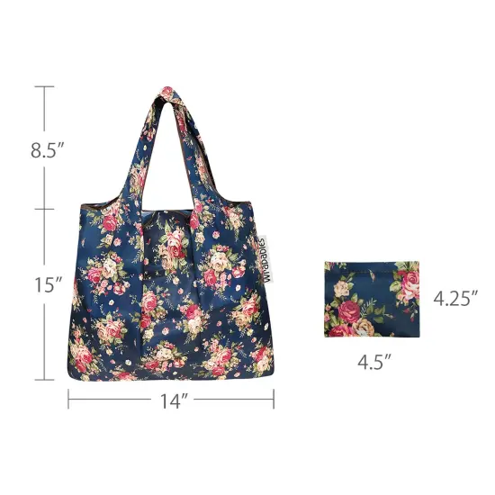 Wrapables Foldable Tote Nylon Reusable Grocery Bag (Set of 2) Classic Roses {3}