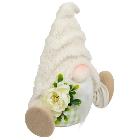 Northlight Plush Sitting Gnome with Flower Spring Figurine -10.5" Ivory {4}