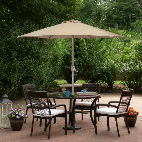 Northlight 7.5ft Outdoor Patio Market Umbrella with Hand Crank, Taupe Brown {3}