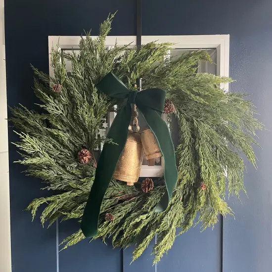 Northlight Real Touch&trade;️ Cedar Artificial Christmas Wreath with Pinecones - 24" - Unlit Green {5}