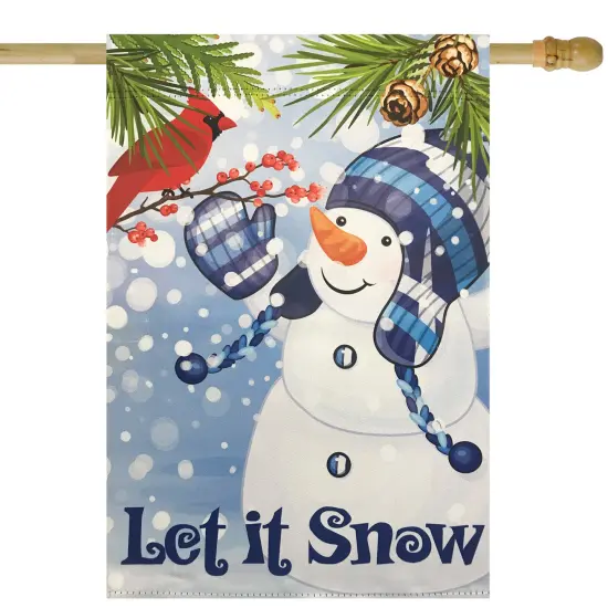 Northlight Snowman and Cardinal "Let it Snow" Christmas Outdoor Flag - 40" x 28" Blue {1}