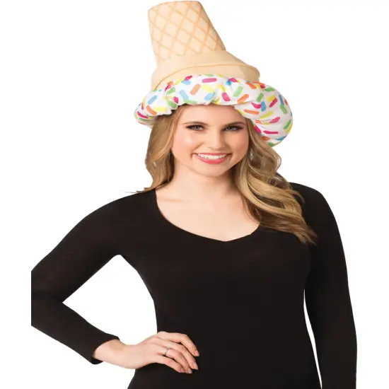 Adult's Dropped Ice Cream Cone Hat Costume Accessory {1}
