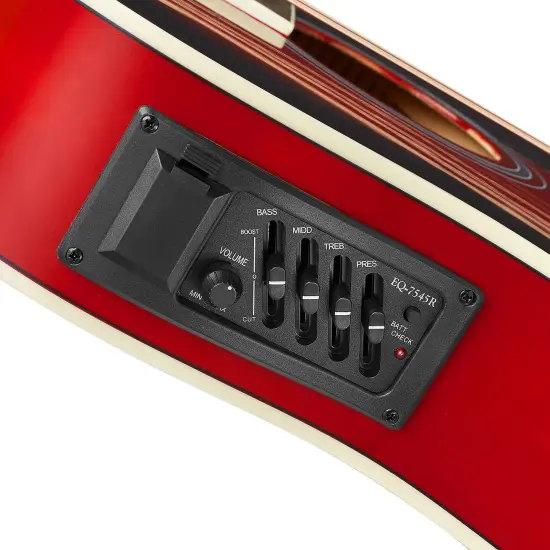 Ashthorpe Full-Size Thinline Cutaway Acoustic Electric Guitar Package with 10 Watt Amp {2}